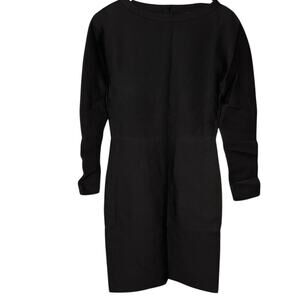 COS Black Scuba Shift Dress XS Thick Structured Minimalist 3/4 Sleeve